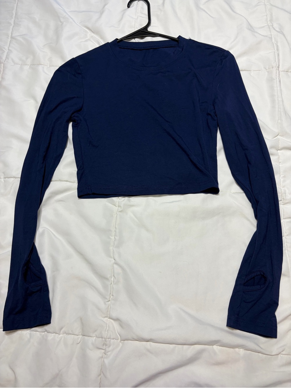 Navy Long-Sleeve Crop Top - Women's Basic Tee